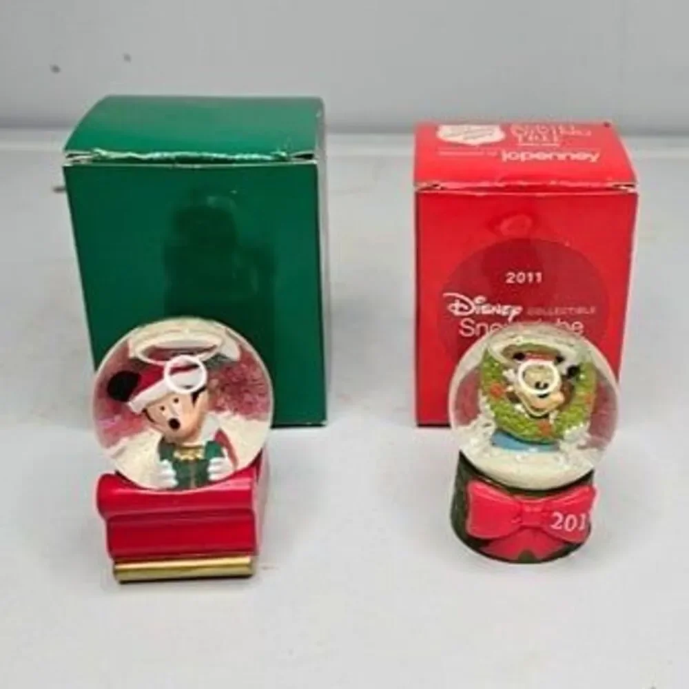 Lot of 2 JCPenney Snowglobes 2003 2011 Disney Mickey Mouse